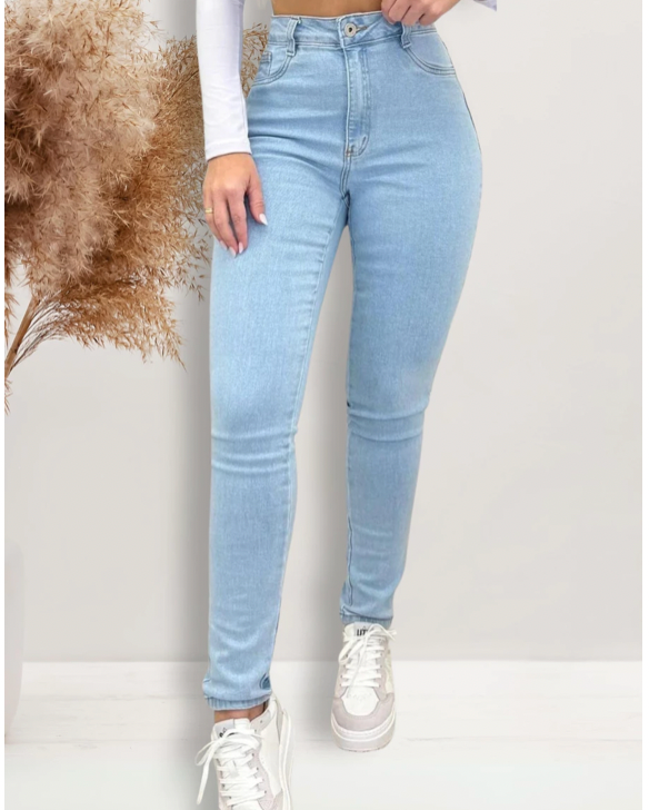 Calça jeans feminina reta casual confortável