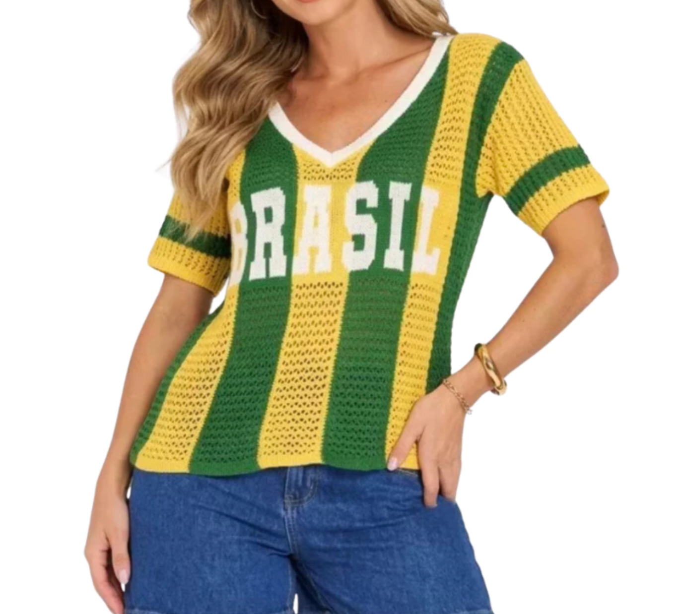 Camiseta Brasil Tricô Oversixed Tamanho Único
