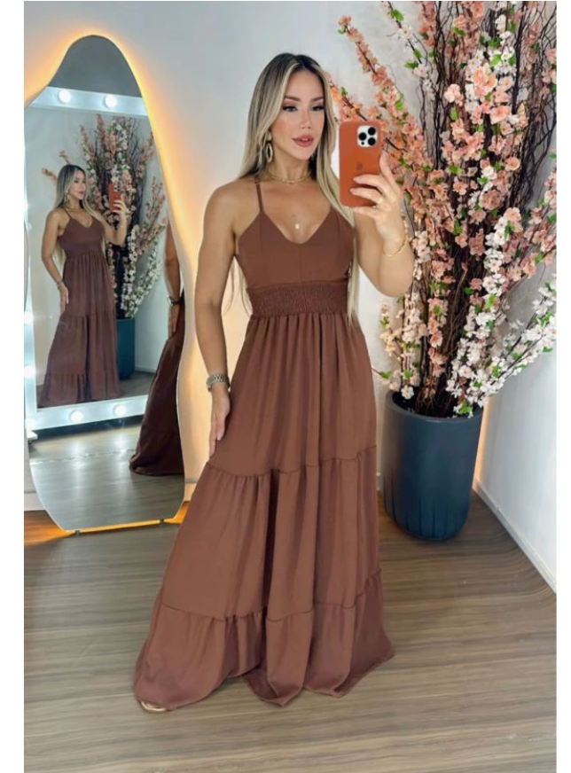 Vestido Feminino Longo Marrom