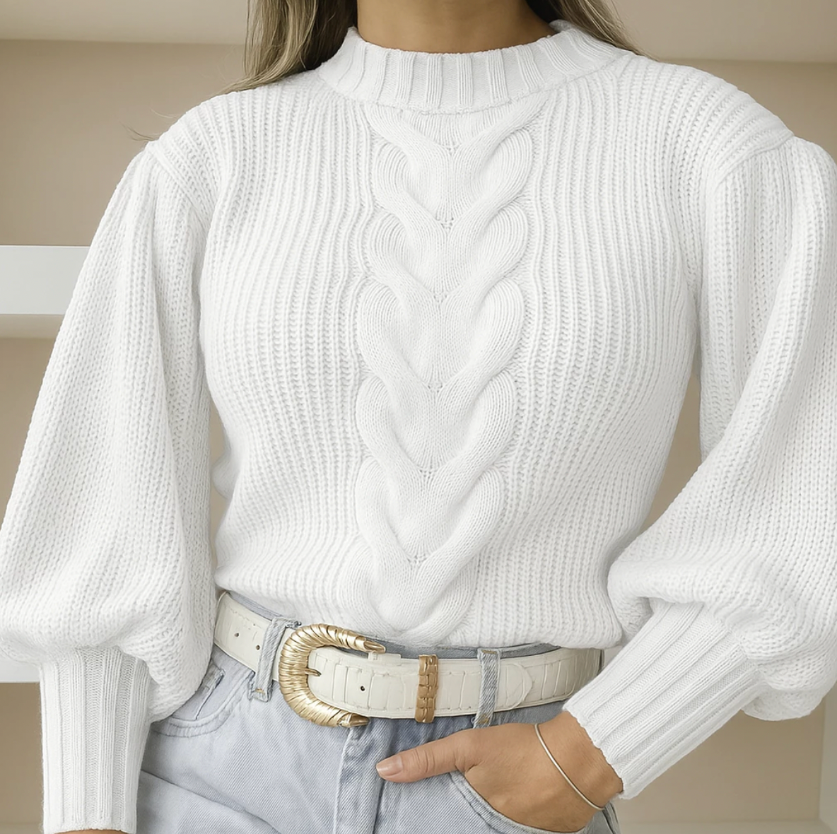 Blusa Feminina Tricot Branco Tamanho Único