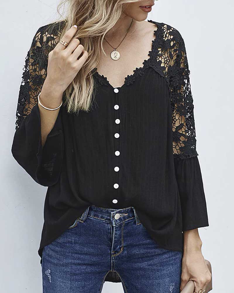 Blusa feminina costas e ombros em renda decote em V