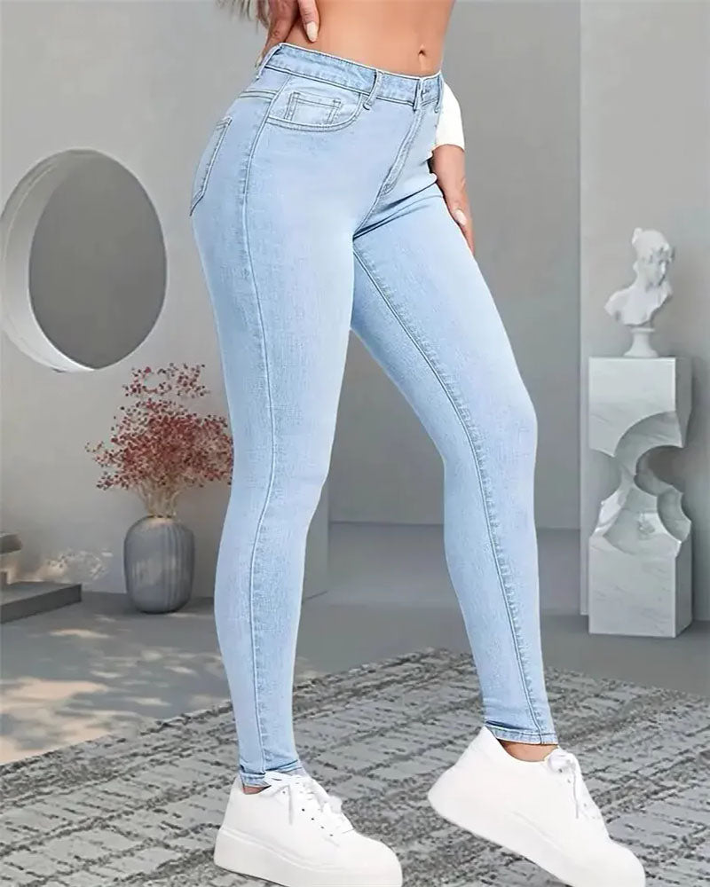 Calça jeans feminina reta casual confortável