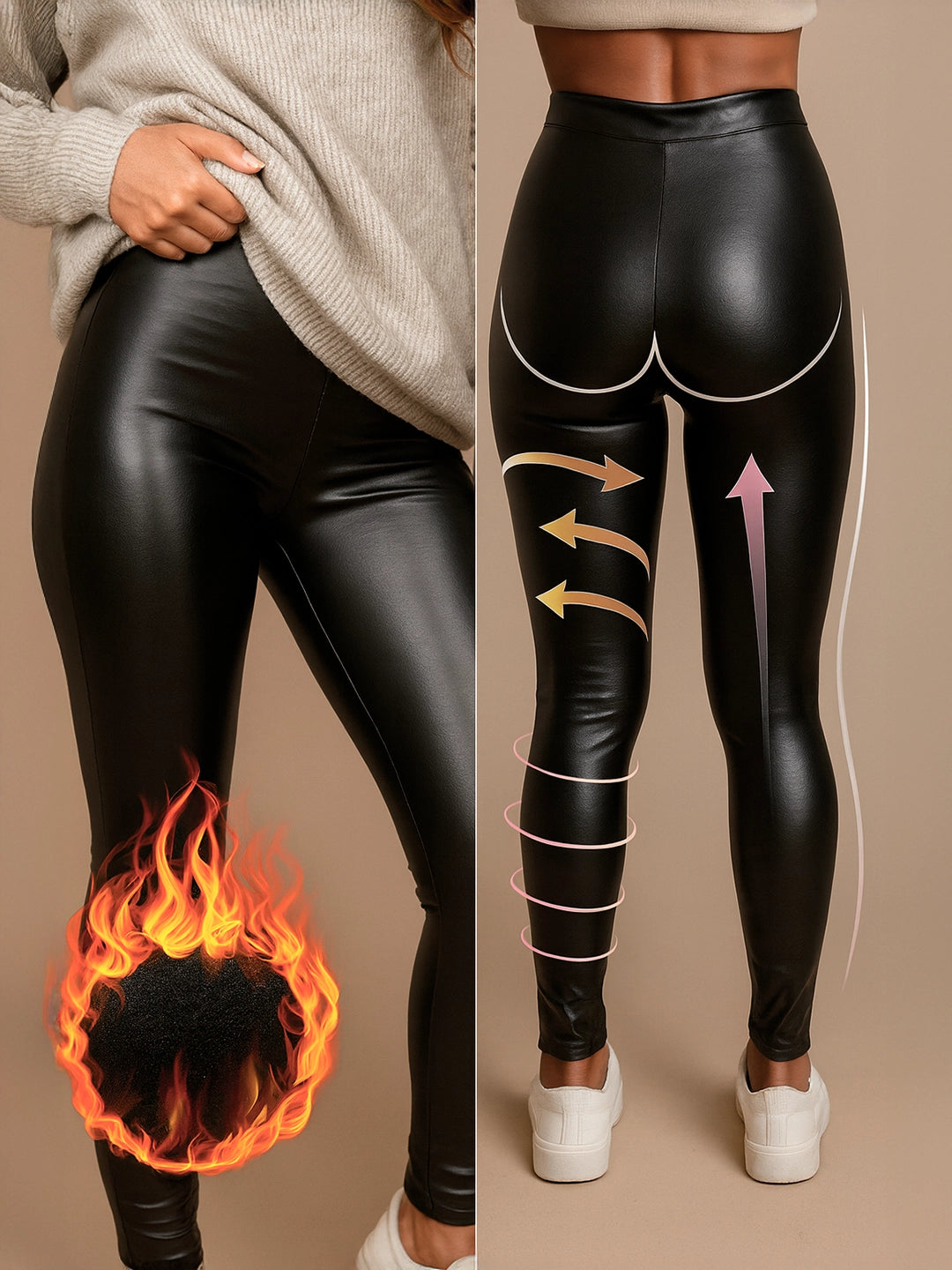 Calça legging courino térmica peluciada