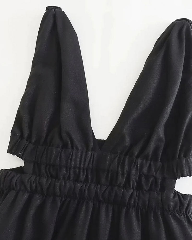 Vestido feminino midi decote em v preto