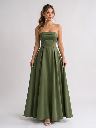 Vestido Longo Feminino Tomara que Caia Alfaiataria Verde