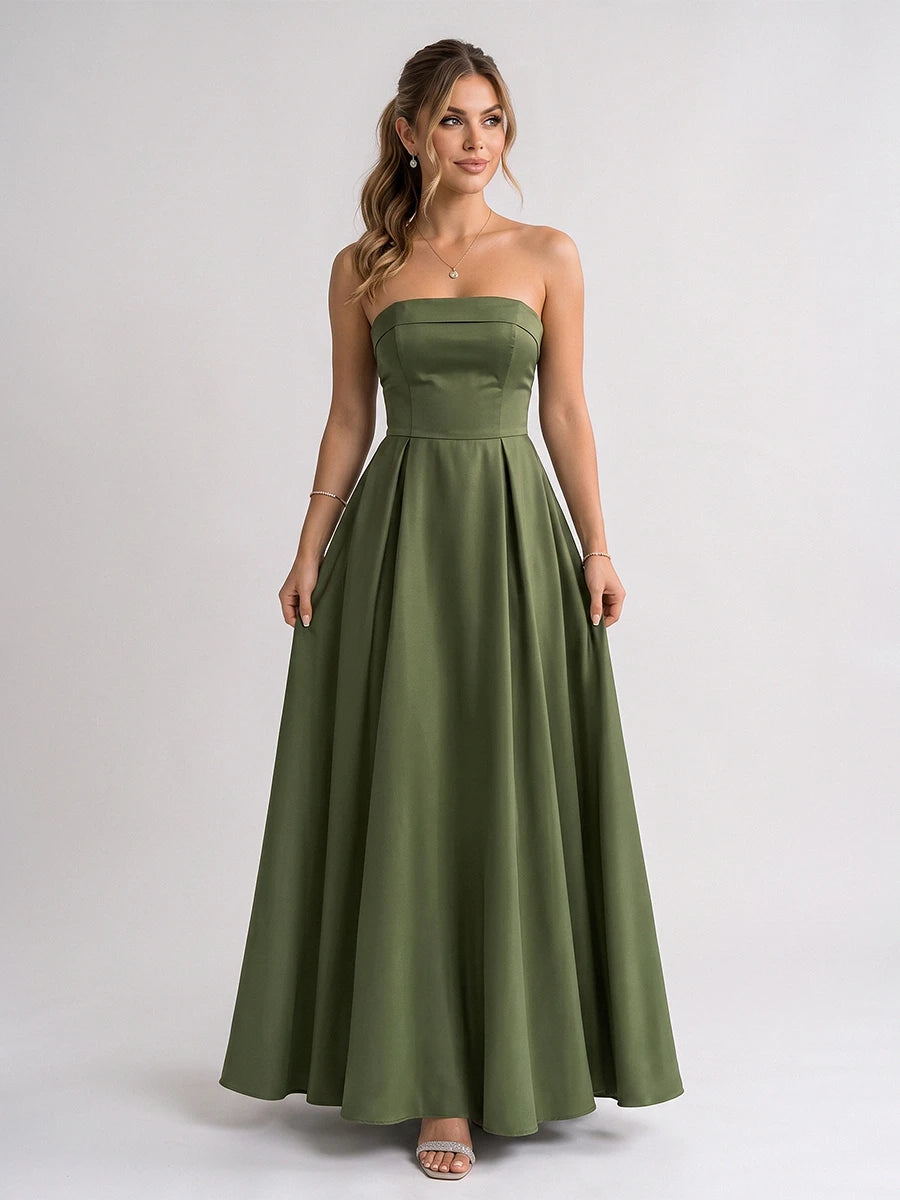 Vestido Longo Feminino Tomara que Caia Alfaiataria Verde